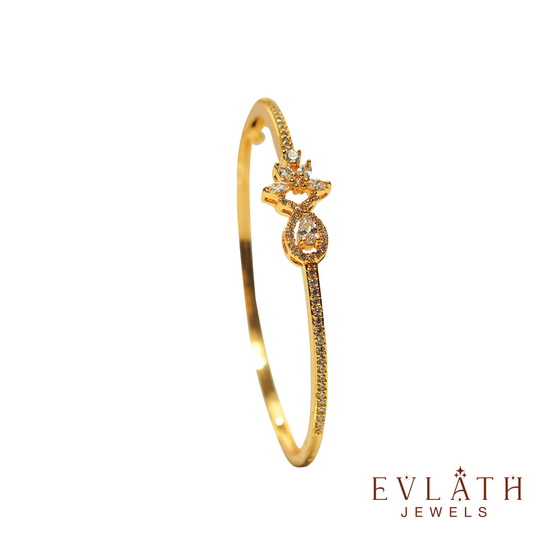 Premium Gold-Plated CZ Stone-Studded Openable Bangles – Evlath Jewels